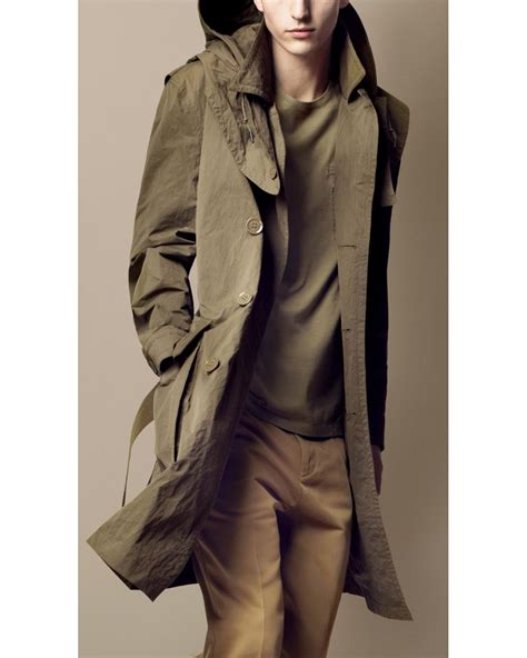 burberry hooded trench coat men's